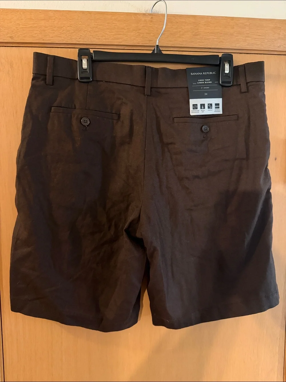 Banana Republic Men's 9’’ Core Temp Linen Blend Shorts New Brown Size 34
